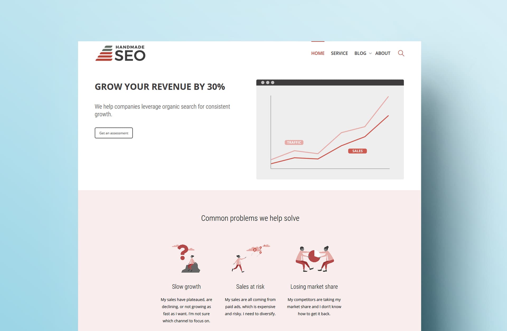 Homepage of Handmade SEO